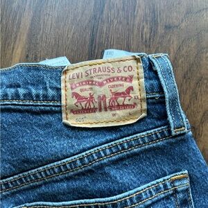 LEVIS 501 Denim Shorts High Rise Dark Wash